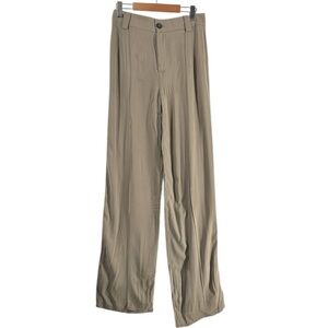 Zara wide leg trousers tan pants luxury career business sz sm